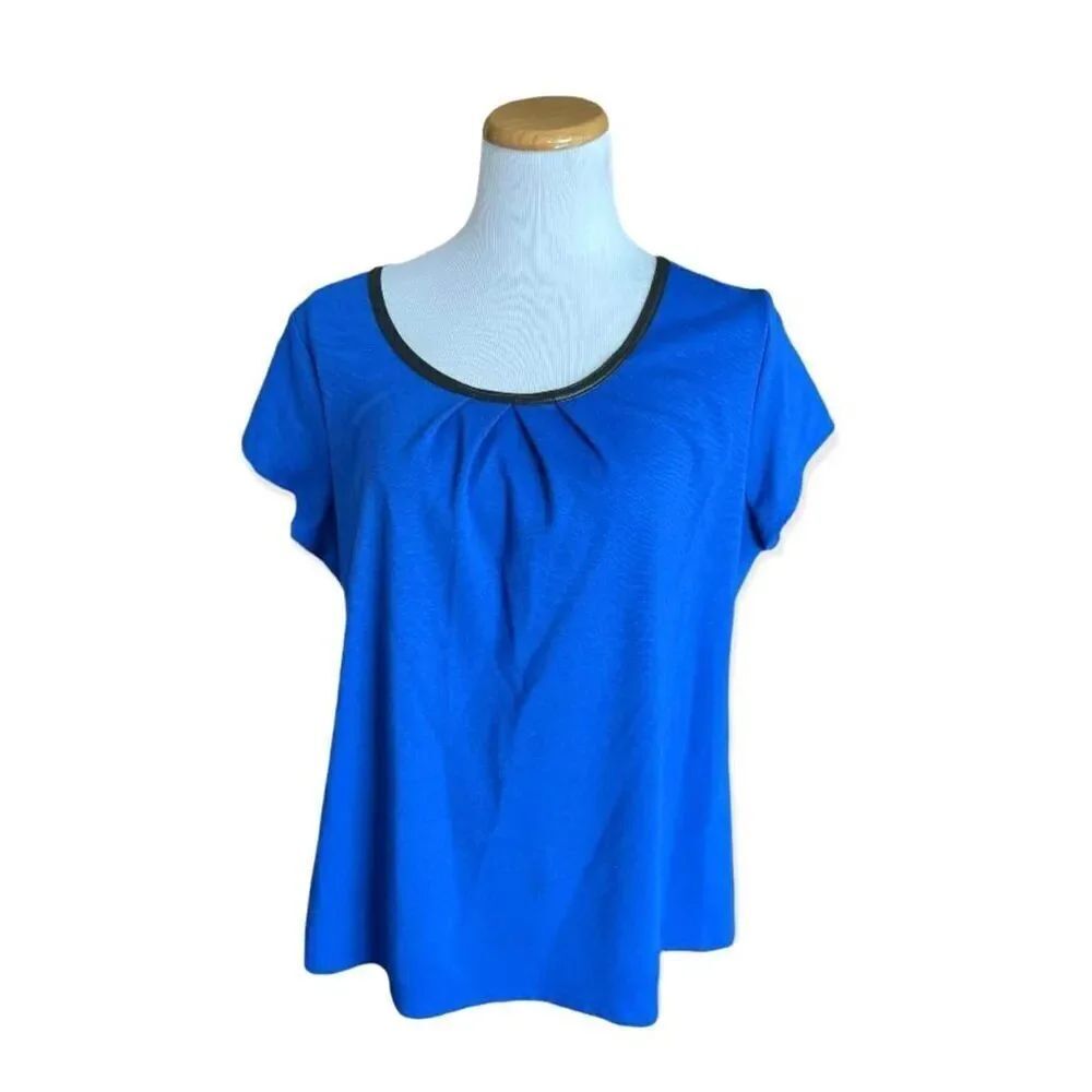 Womens Merona Plus Faux Leather Trim Contrast Top - Sz XXL